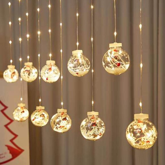 LED Christmas 100 Lamp Beads, 10 Pendants Curtain , Christmas LED String Lights - Picture 10 of 13